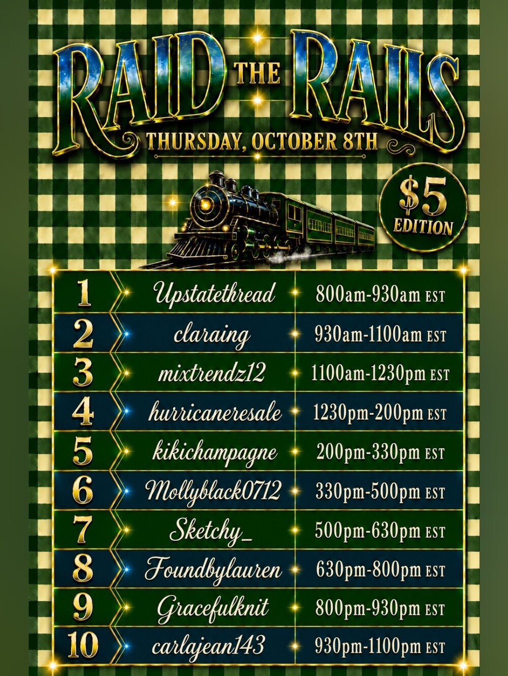 LIVE October 8th - Trendy Treasures Train - $5 RAID THE RAILS - Picture 2 of 2